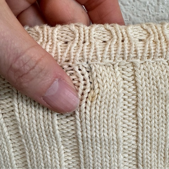 55. VTG Bill Bass Womens XL Tan Cable Knit Cardigan Beaded Sequin Ribbed Grandma - Picture 6 of 8